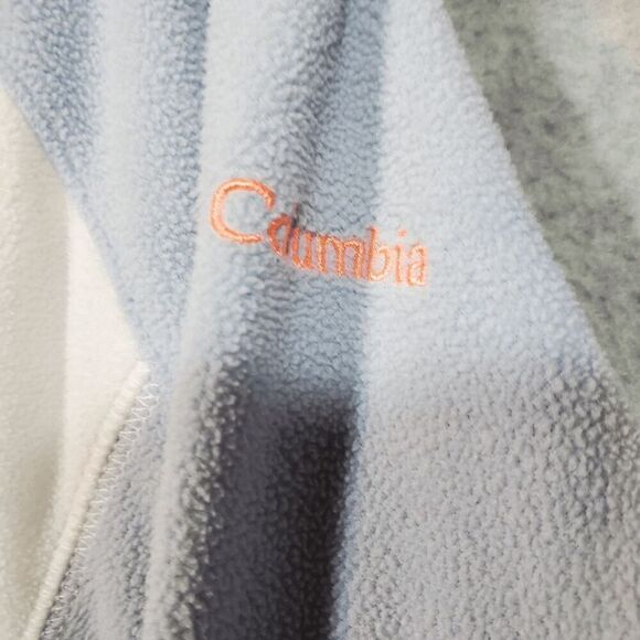 Columbia Sweatshirt Womens Large White Fleece Sportswear Logo 1/4 Zip Pullover - Picture 7 of 9
